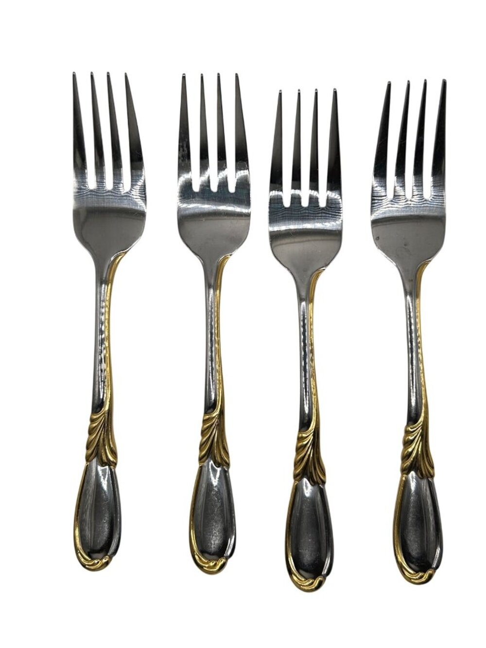 RetroNeu Linda Salad Fork Set Of 4 Stainless Steel With Gold Accent Elegant Desi